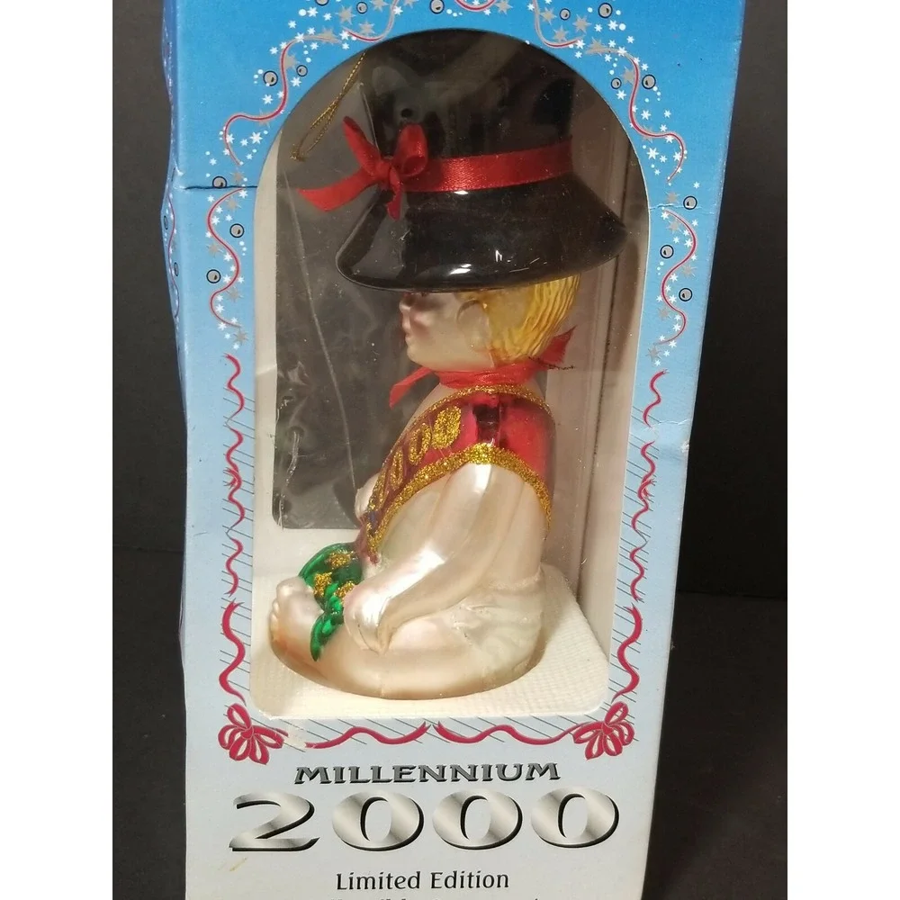 MILLENNIUM 2000 LIMITED EDITION Blown Glass Hand Crafted Christmas Ornament baby